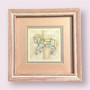 Pink Horse Carousel Framed Print
